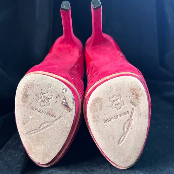 B by Brian Atwood Red Suede & Patent Leather Booties – Size 6 - Picture 9 of 11